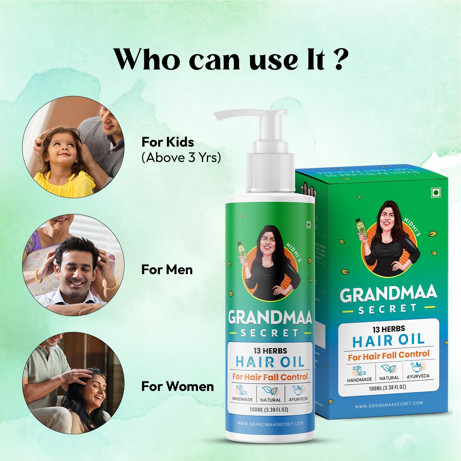 13 Herbs Hair Oil for Hair Fall Control - 100mL - grandmaasecret.net