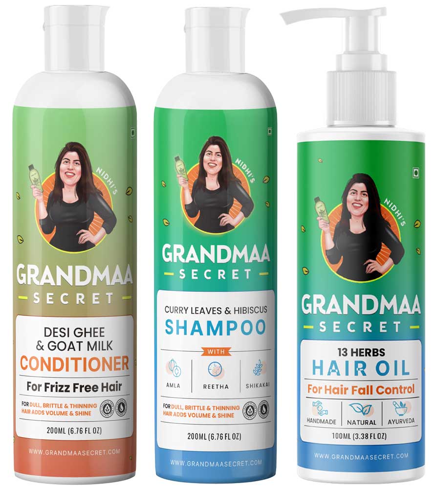 Hair Oil, Shampoo & Conditioner Combo for Hair Fall Control - grandmaasecret.net