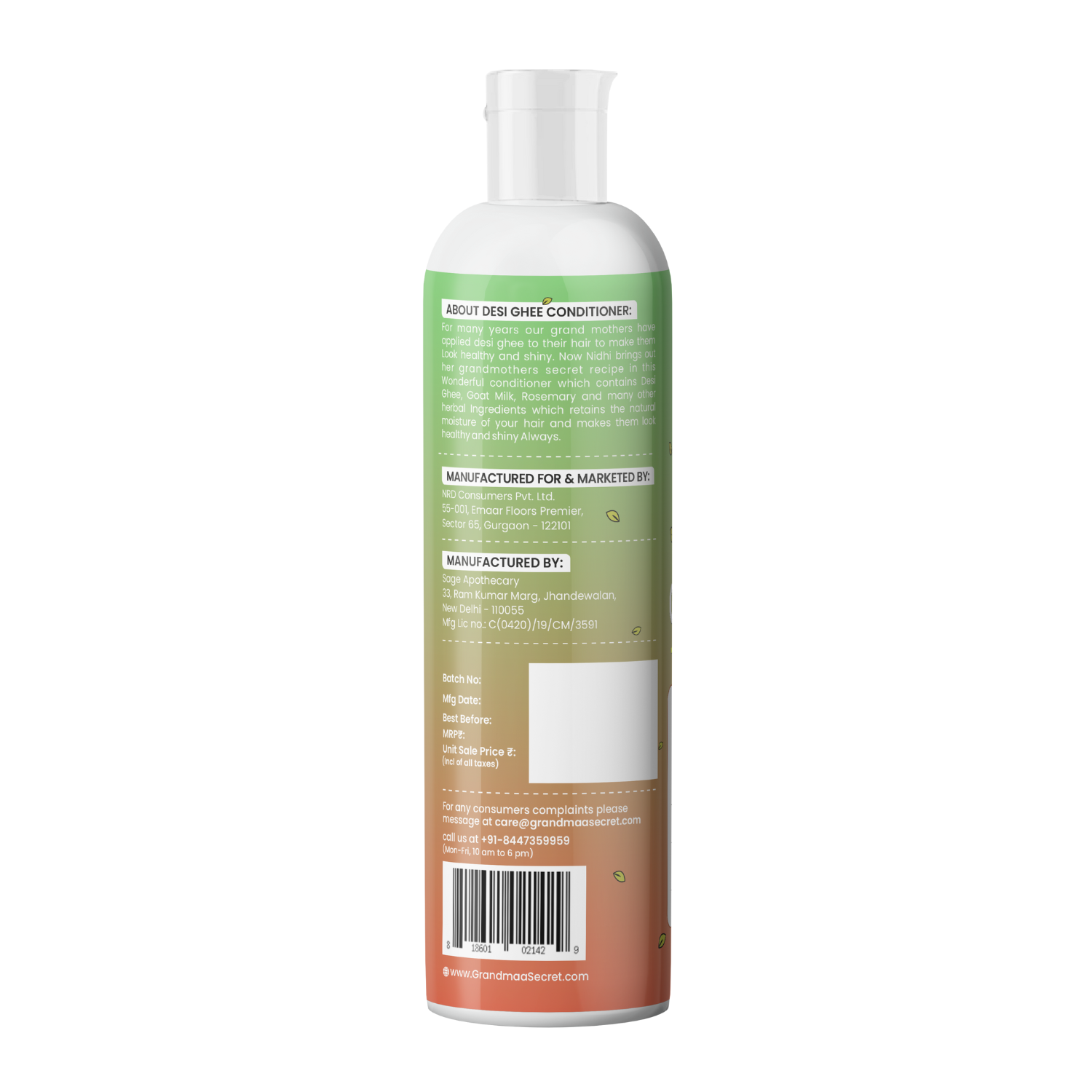 Desi Ghee & Goat Milk Conditioner for Dry & Damaged Hair - 200ML - grandmaasecret.net