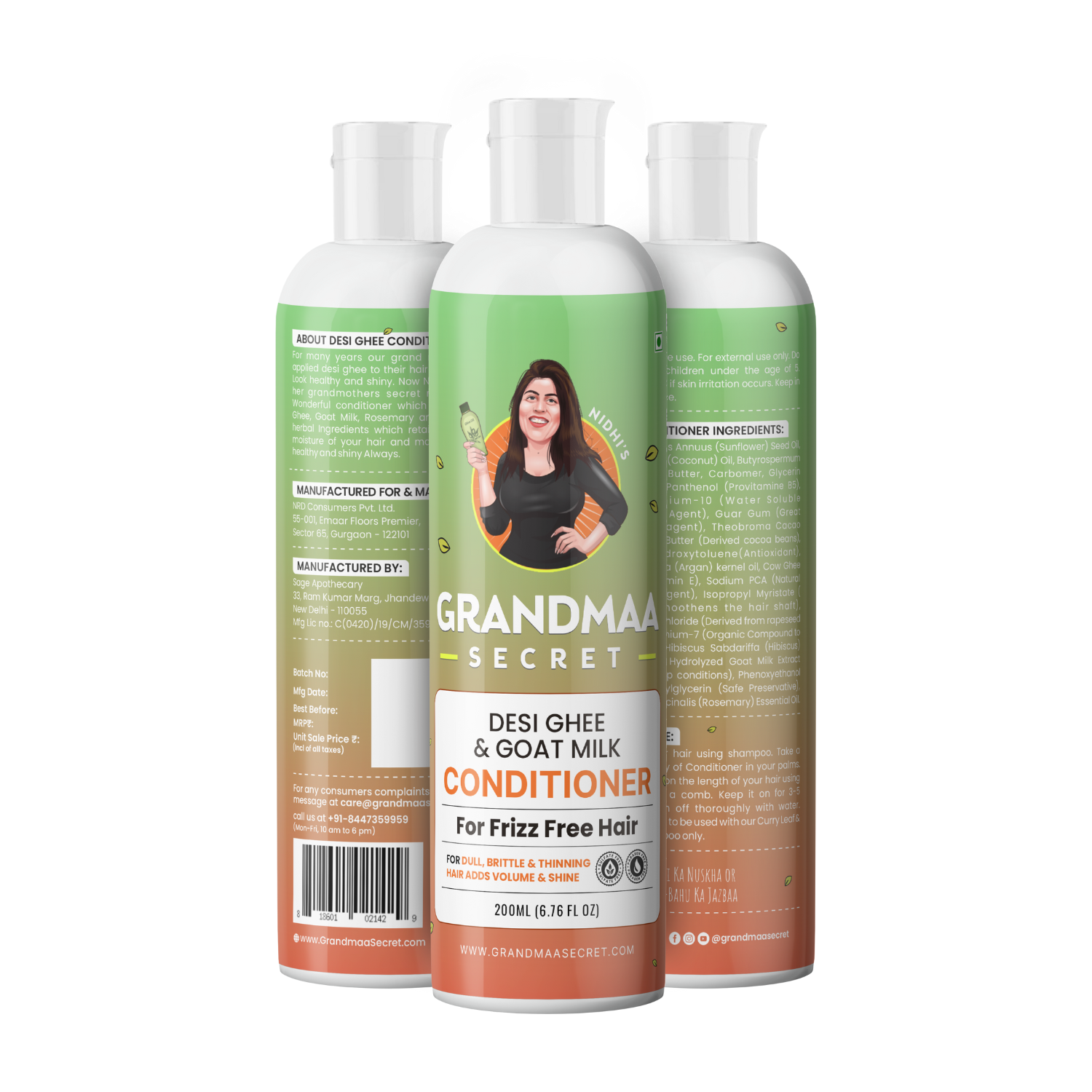 Desi Ghee & Goat Milk Conditioner for Dry & Damaged Hair - 200ML - grandmaasecret.net