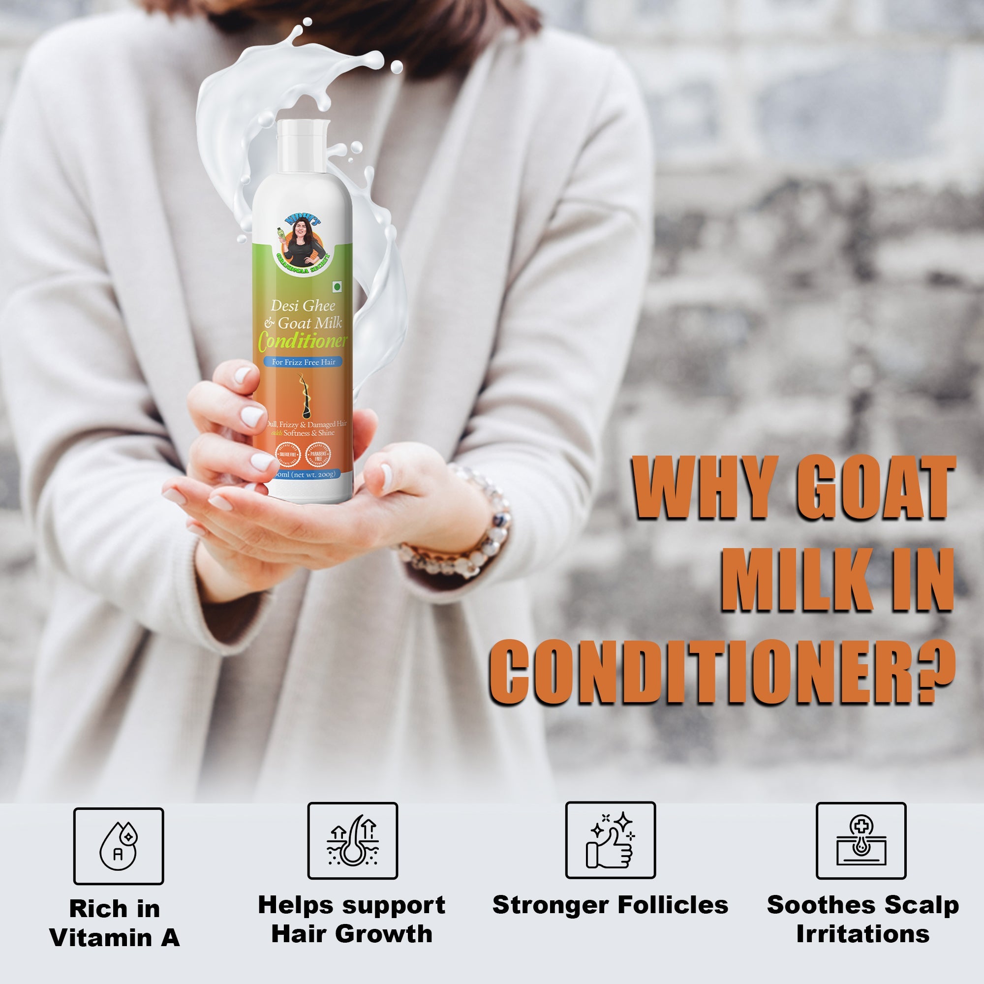 Desi Ghee & Goat Milk Conditioner for Dry & Damaged Hair - 200ML - grandmaasecret.net