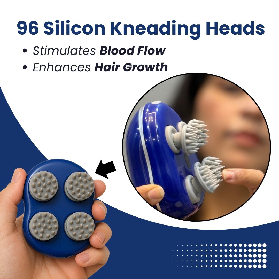 Scalp Massager | Rechargeable |Silicon Kneading Points | Scalp, Body & Head Massager for Hair Growth (Colour May Vary) - grandmaasecret.com