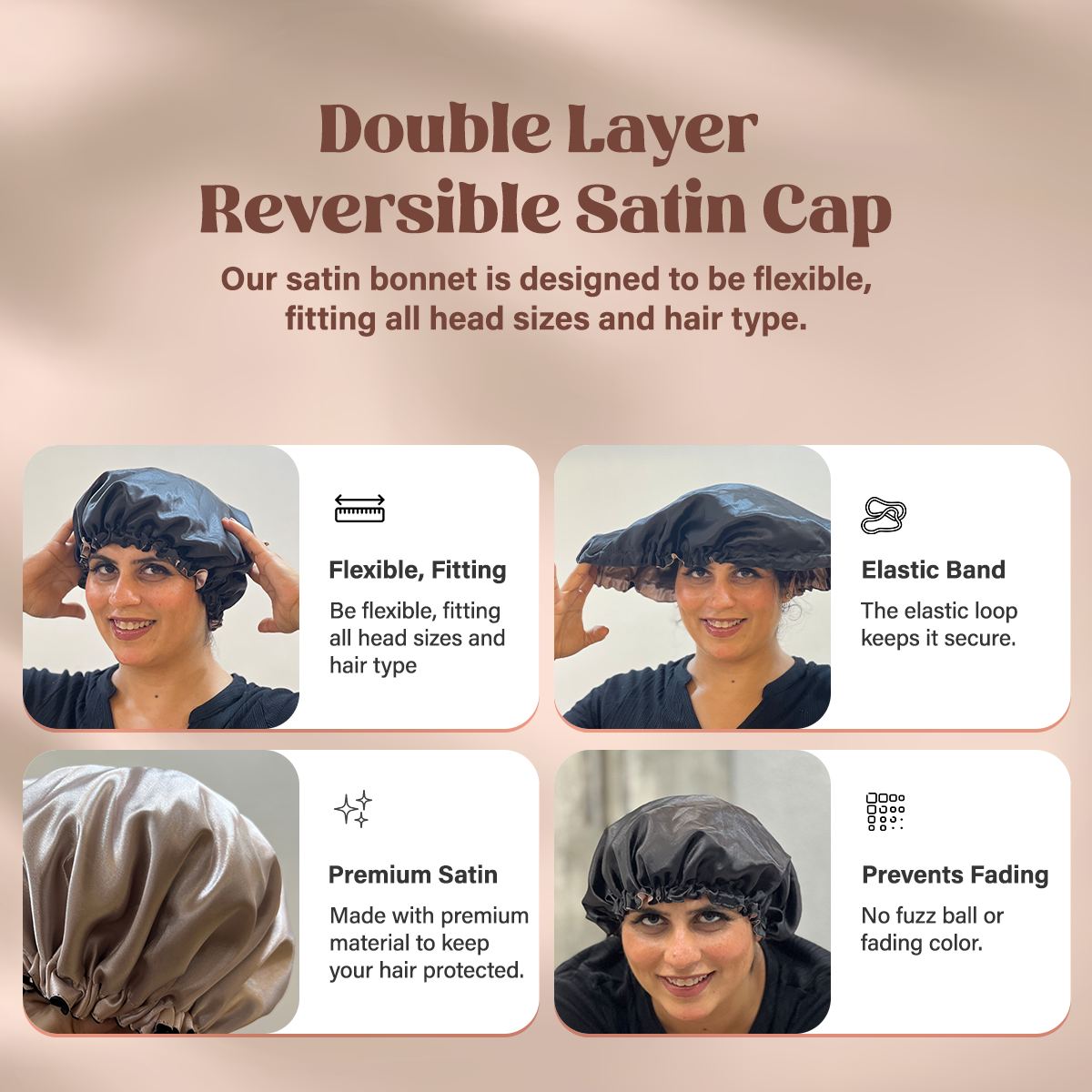 hair cap for sleep , satin bonnet , silk bonnet for hair