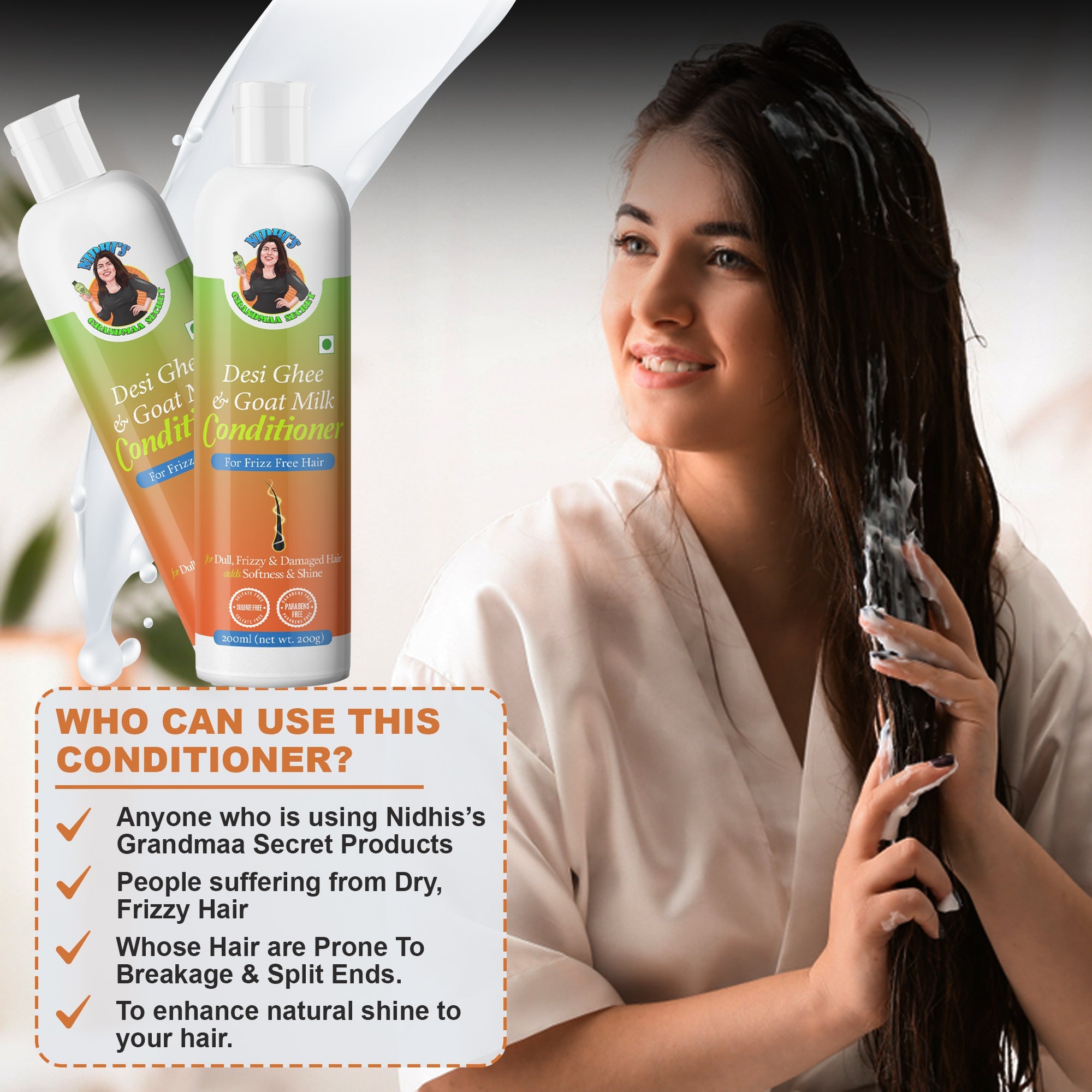 Desi Ghee & Goat Milk Conditioner for Dry & Damaged Hair - 200ML - grandmaasecret.net