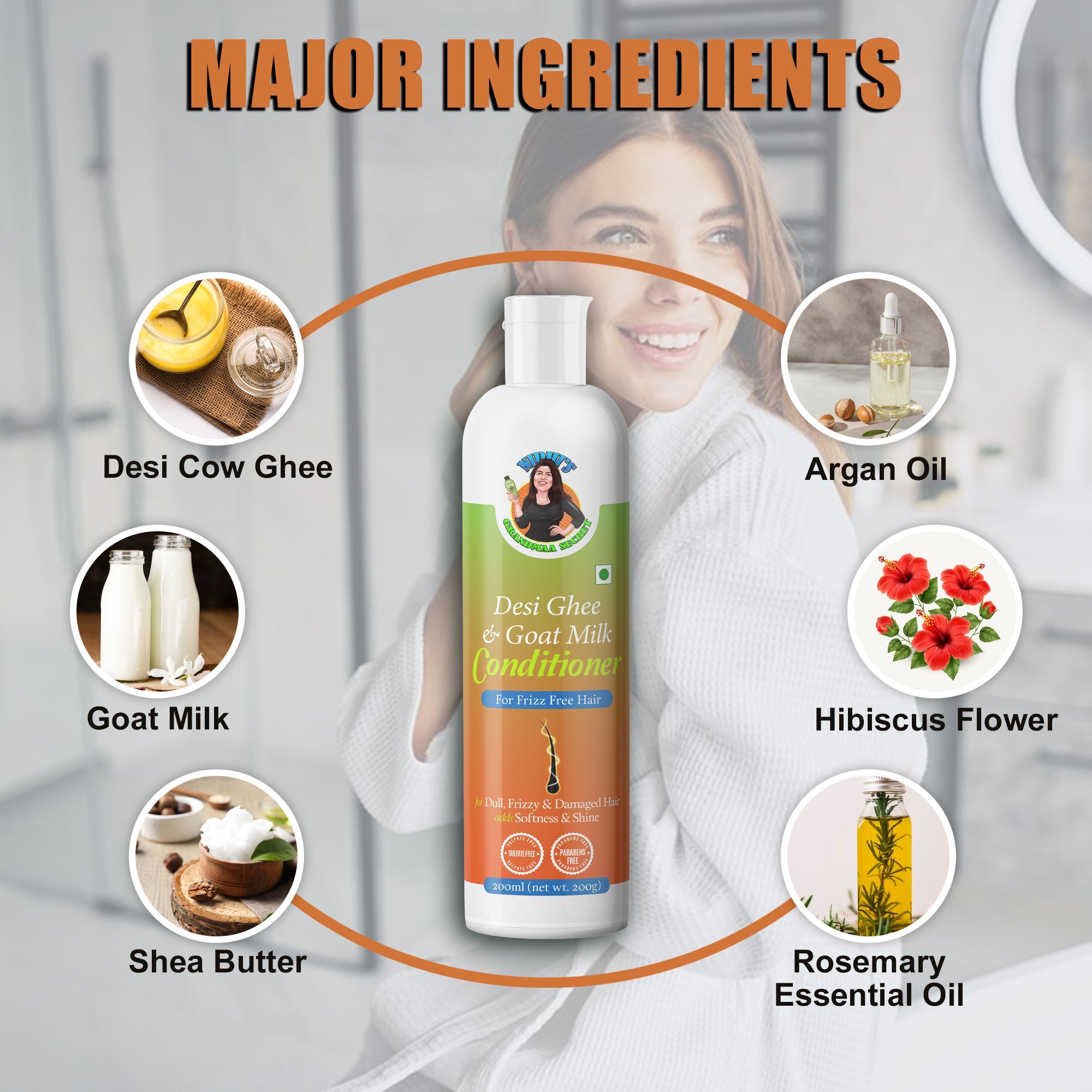 Desi Ghee & Goat Milk Conditioner for Dry & Damaged Hair - 200ML - grandmaasecret.net