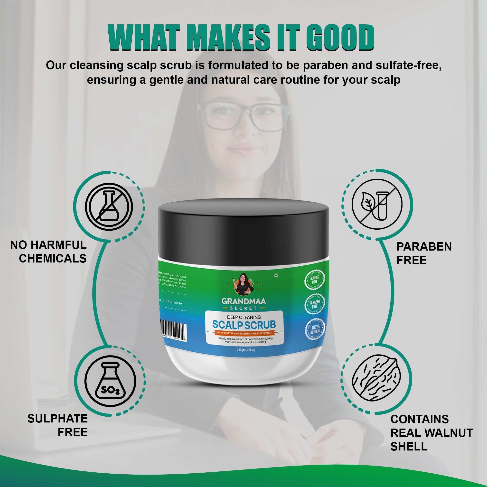 Dandruff Control Combo with Scalp Scrub and Sulfate Free Shampoo - grandmaasecret.net