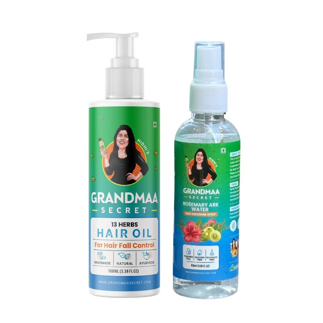 Hair Growth Combo with 13 Herbs Hair Oil and Rosemary Ark Water Hair Mist - 2 Pc - grandmaasecret.com