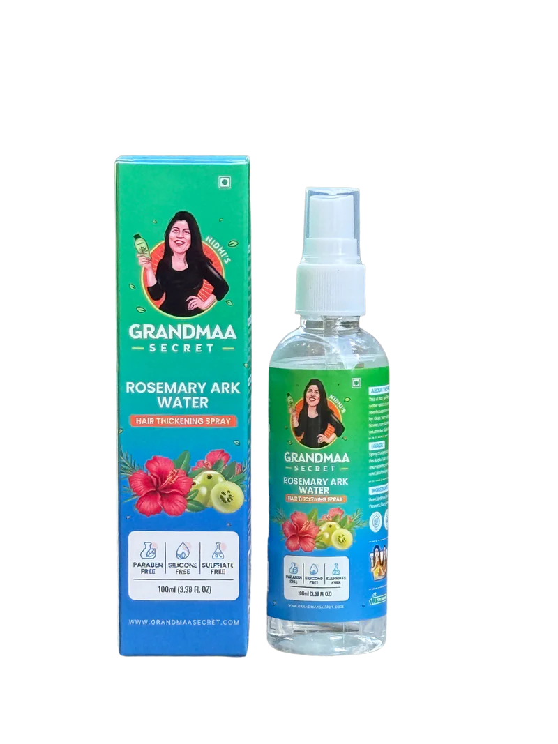 Rosemary Water Ark - Hair Thickening Mist Spray with Hibiscus, Curry Leaves & Amla - Pure Distillate - 100mL