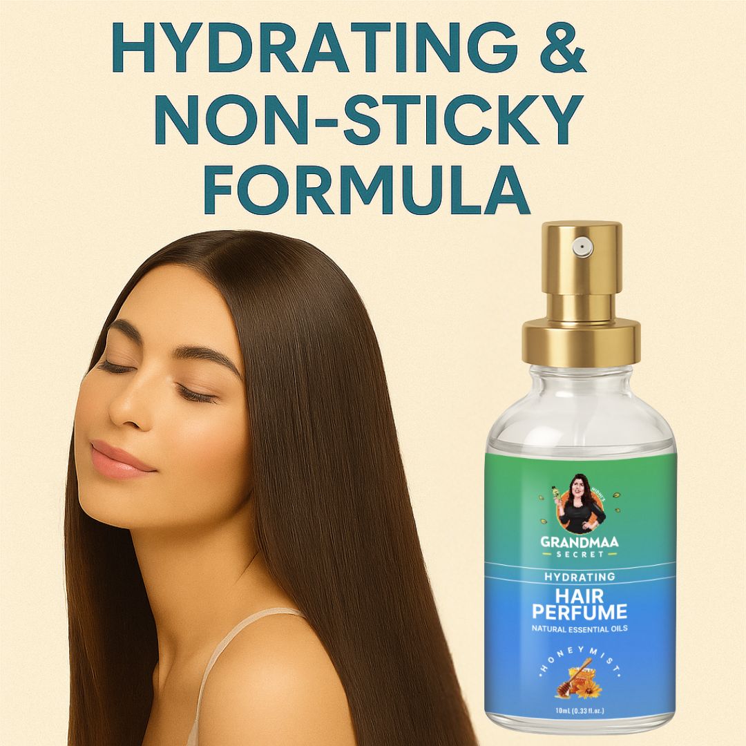 Hair Perfume – Honey Mist | Hydrating Hair Mist with Natural Essential Oils | Long-Lasting Fragrance for Oiled Hair & Dry Hair ( 10ml ) - grandmaasecret.com