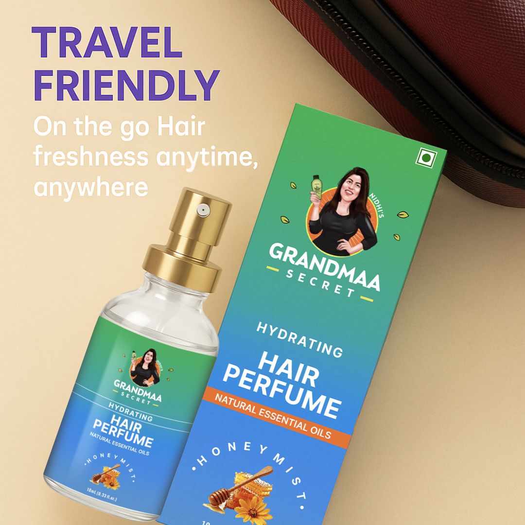 Hair Perfume – Honey Mist | Hydrating Hair Mist with Natural Essential Oils | Long-Lasting Fragrance for Oiled Hair & Dry Hair ( 10ml ) - grandmaasecret.com