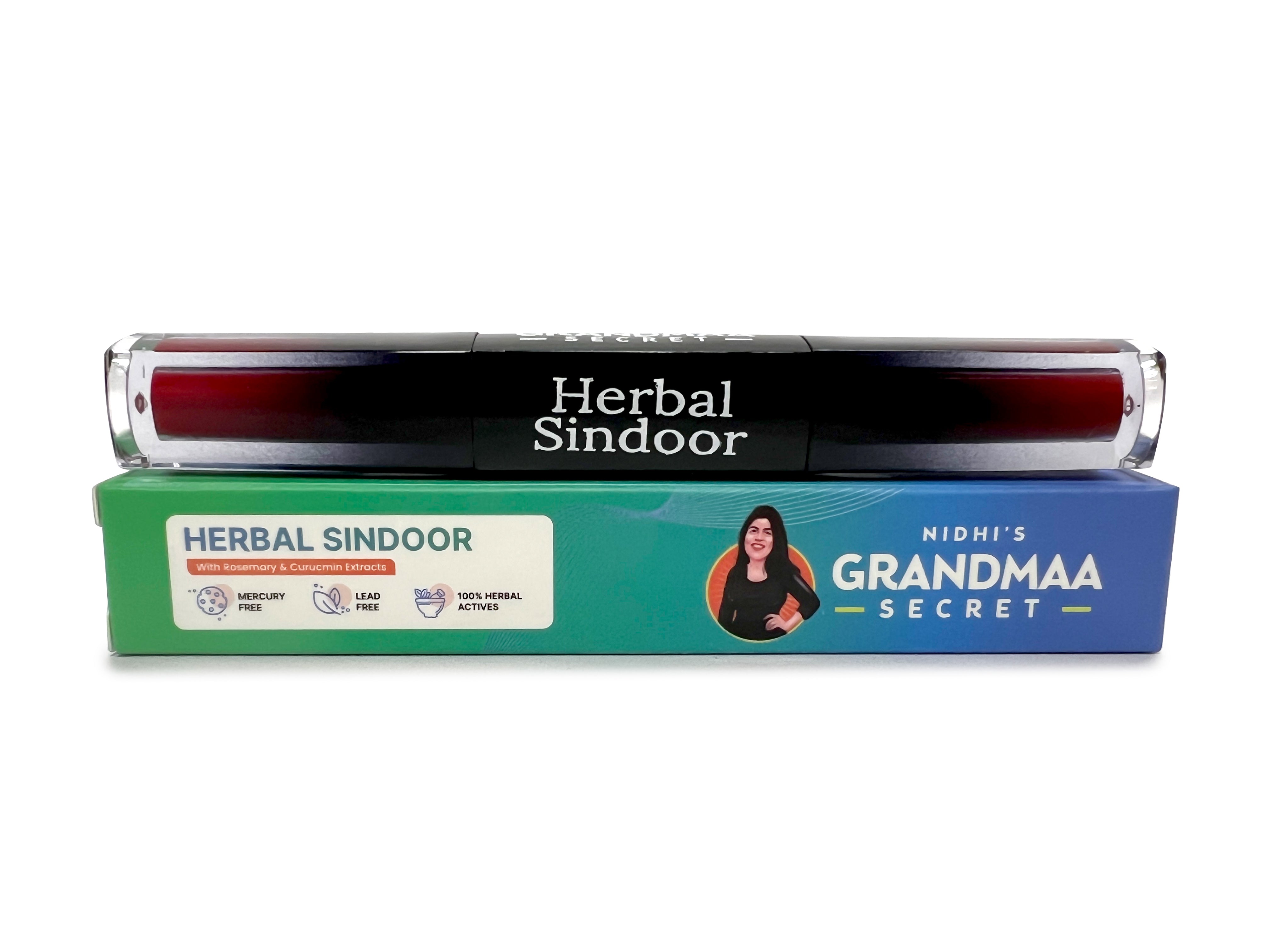 Herbal Sindoor with Rosemary & Curcumin Extracts - Non Itchy - Hand Made - Toxin Free - Dual Liquid Sindoor Red & Maroon Colour - 5ml (2.5mlx2)