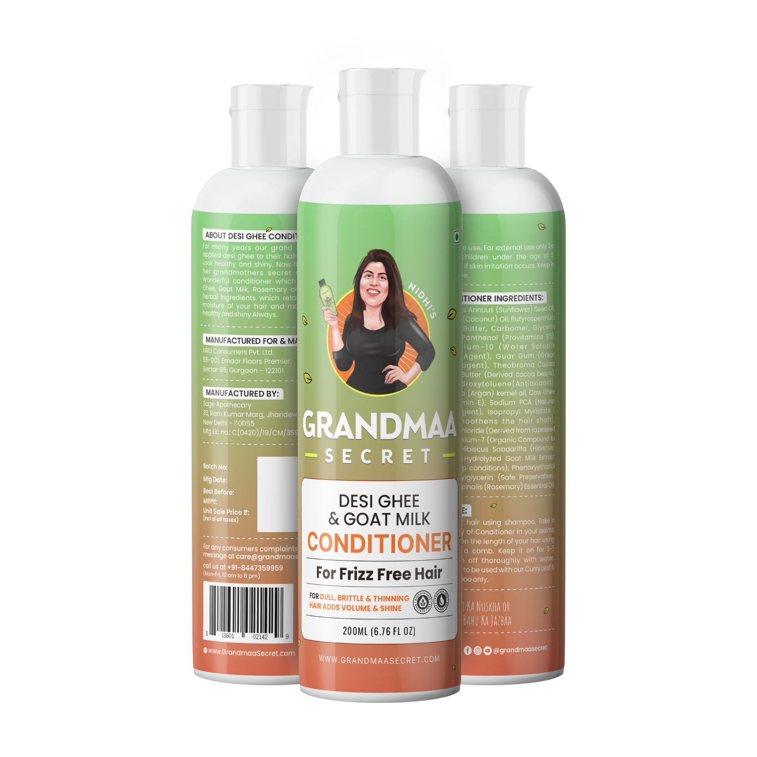 Desi Ghee & Goat Milk Conditioner for Dry & Damaged Hair - 200ML - grandmaasecret.com