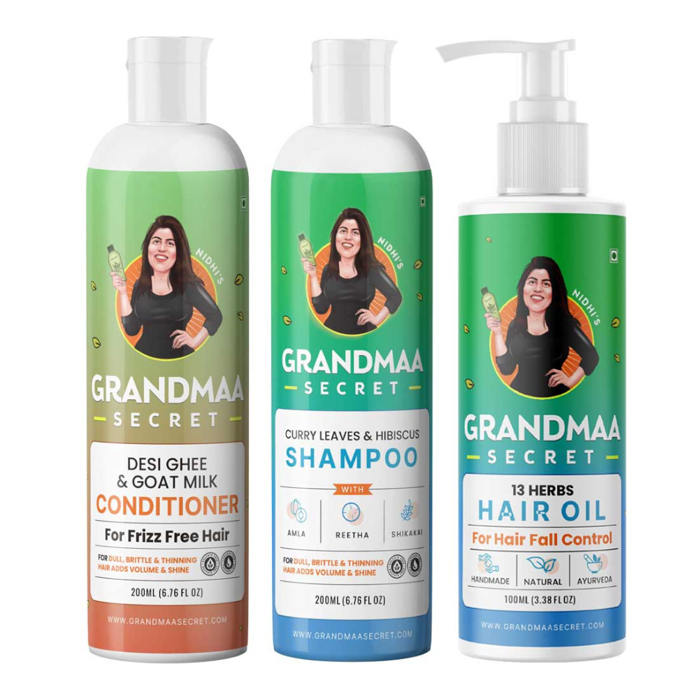 Hair Oil, Shampoo & Conditioner Combo for Hair Fall Control - grandmaasecret.com