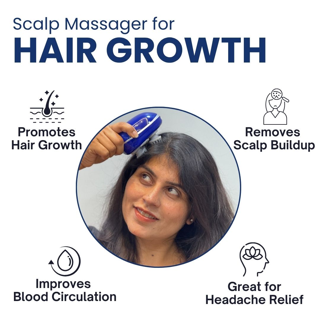 Scalp Massager | Rechargeable |Silicon Kneading Points | Scalp, Body & Head Massager for Hair Growth (Colour May Vary) - grandmaasecret.com