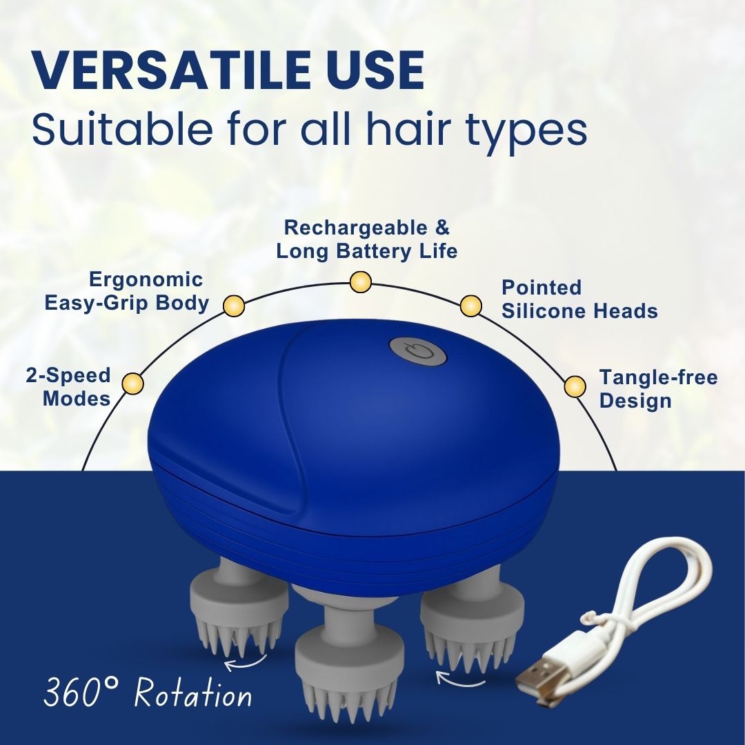 Scalp Massager | Rechargeable |Silicon Kneading Points | Scalp, Body & Head Massager for Hair Growth (Colour May Vary) - grandmaasecret.com