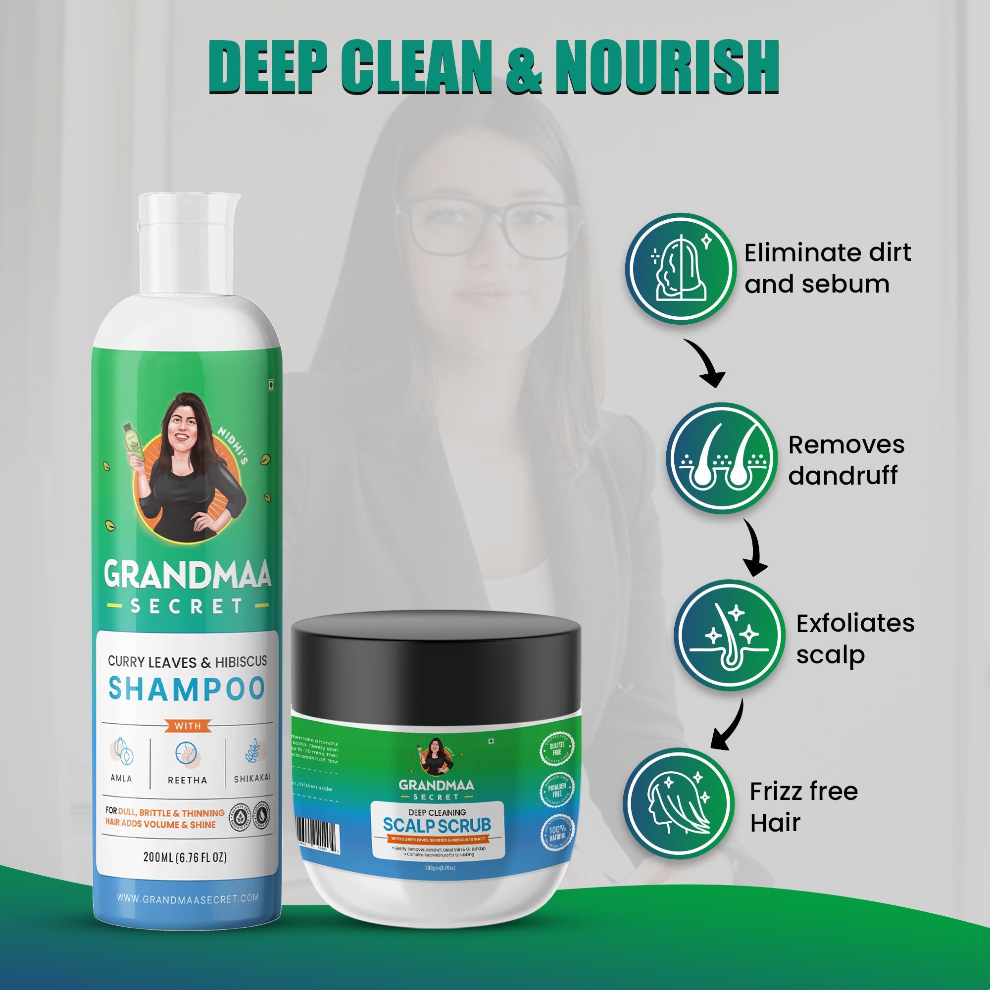 Dandruff Control Combo with Scalp Scrub and Sulfate Free Shampoo - grandmaasecret.com