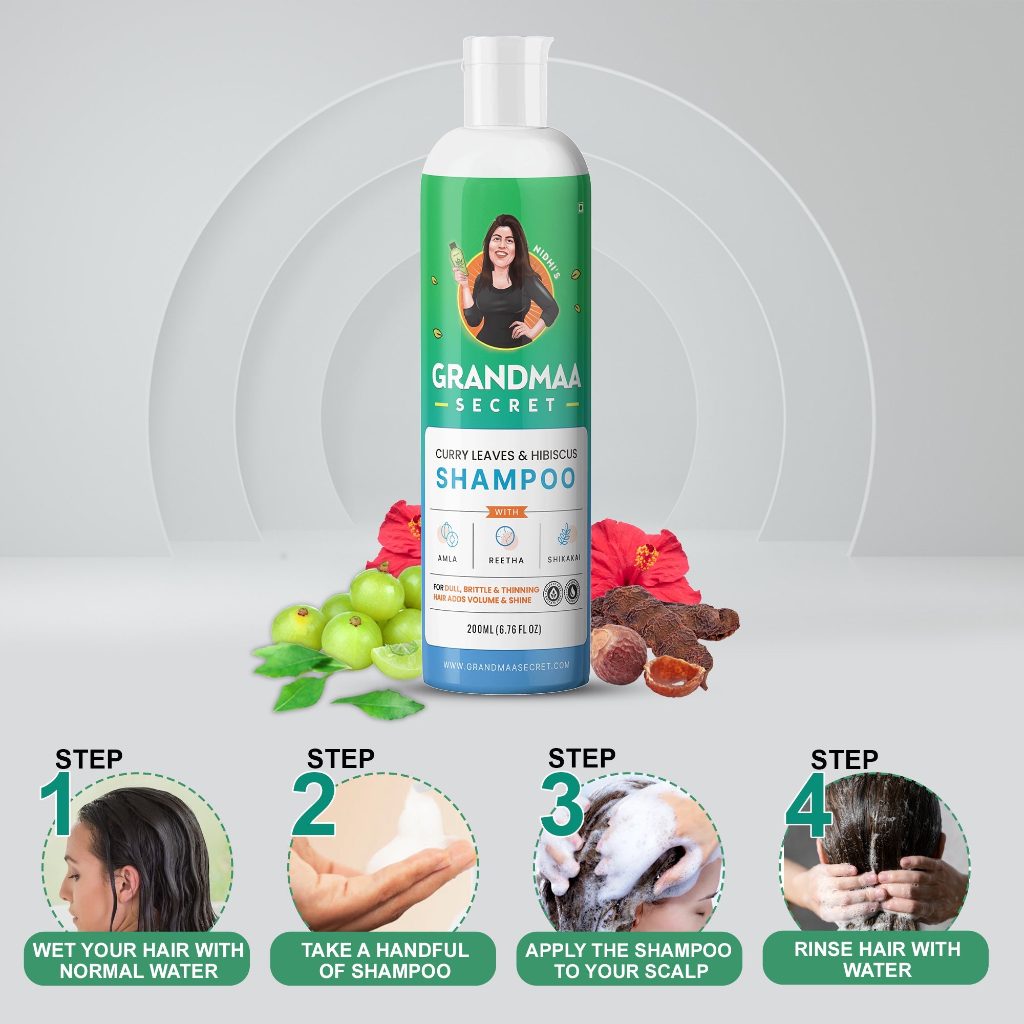 Curry Leaf and Hibiscus Shampoo for Hair Fall Control - 200mL - grandmaasecret.com