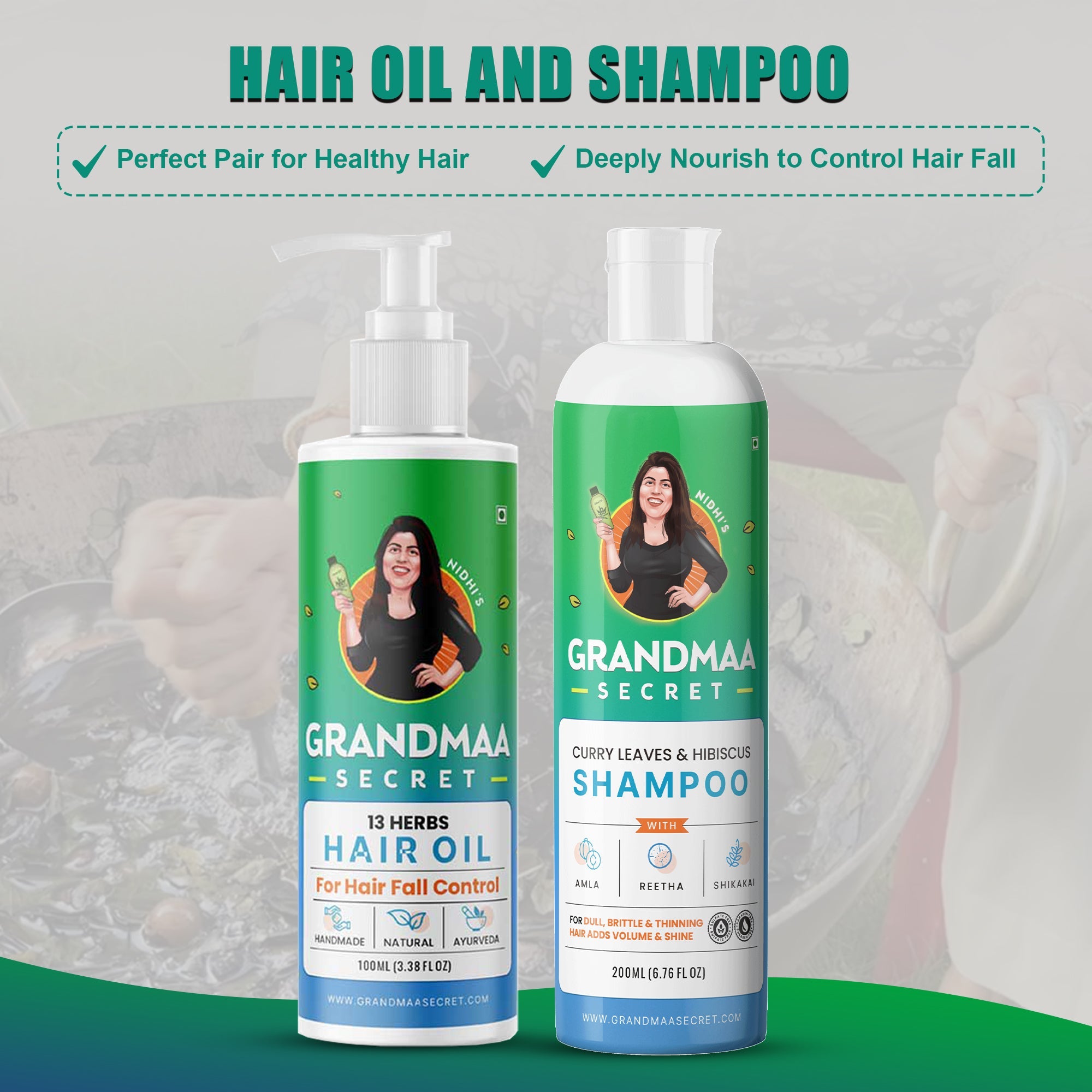 Hair Oil & Shampoo Combo for Hair Fall Control - grandmaasecret.com