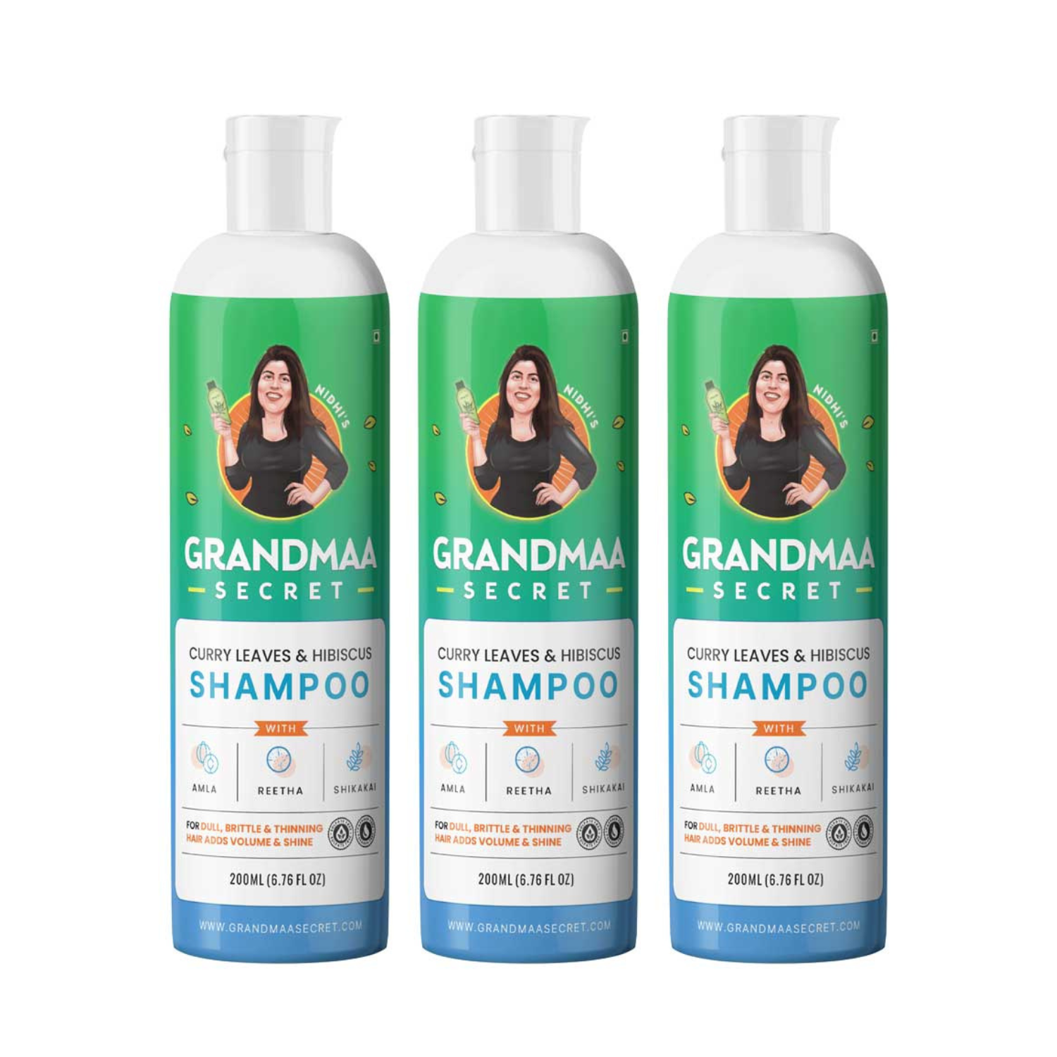 Curry Leaf and Hibiscus Shampoo for Hair Fall Control - 200mL - grandmaasecret.com