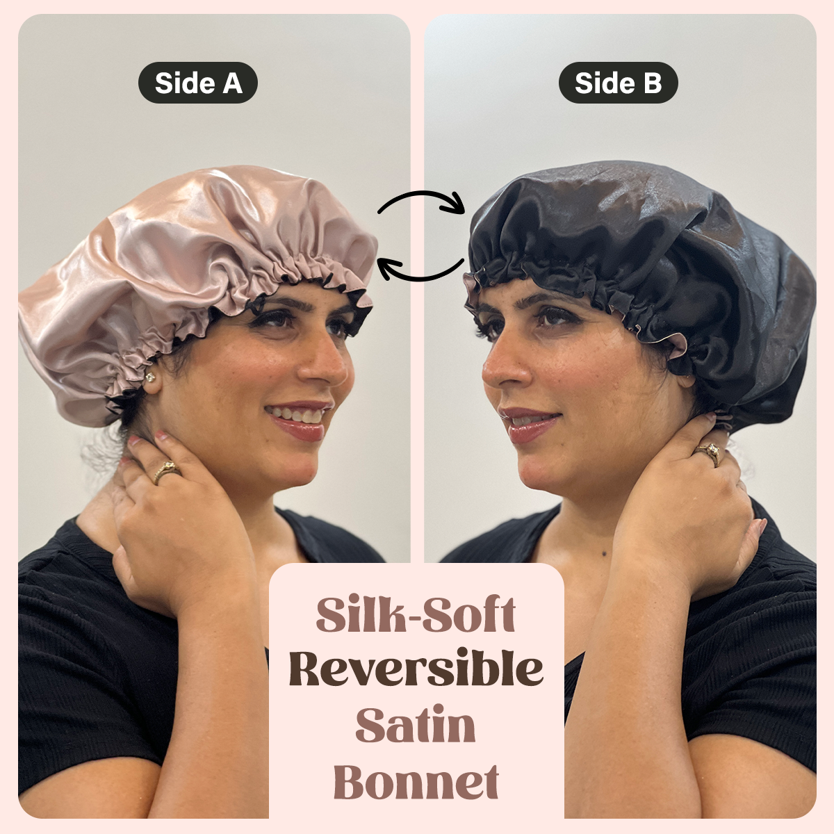 black colour satin bonnet , best curly hair product 